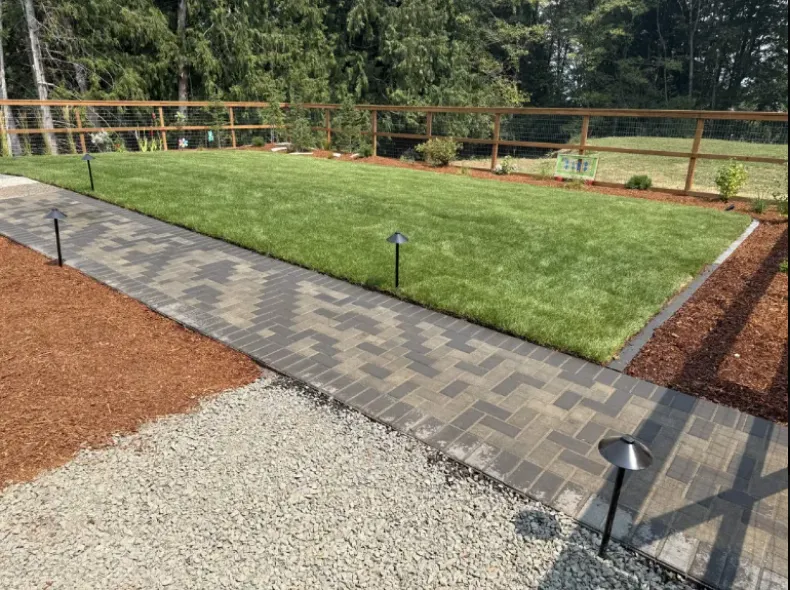 Paver Walkway & River Rock Beds